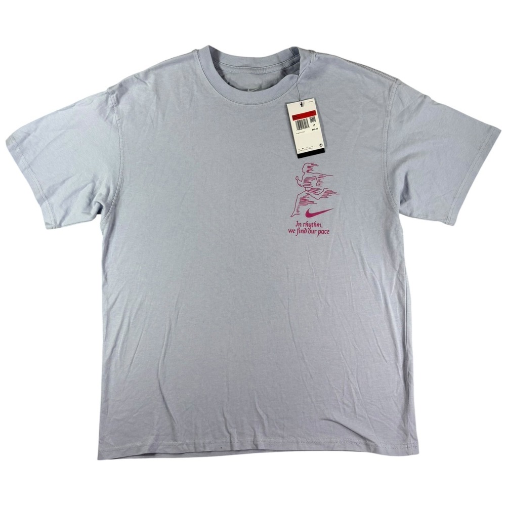 Nike T Shirt Mens L Gray Loose Fit Rhythm Runners In Community We Find Our Place